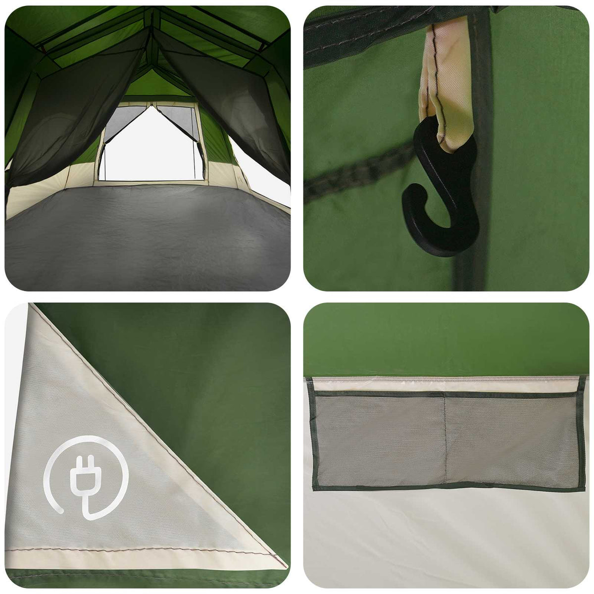 vidaXL Directe Tent Groen 8-persoons 185T Polyester met PU Coating