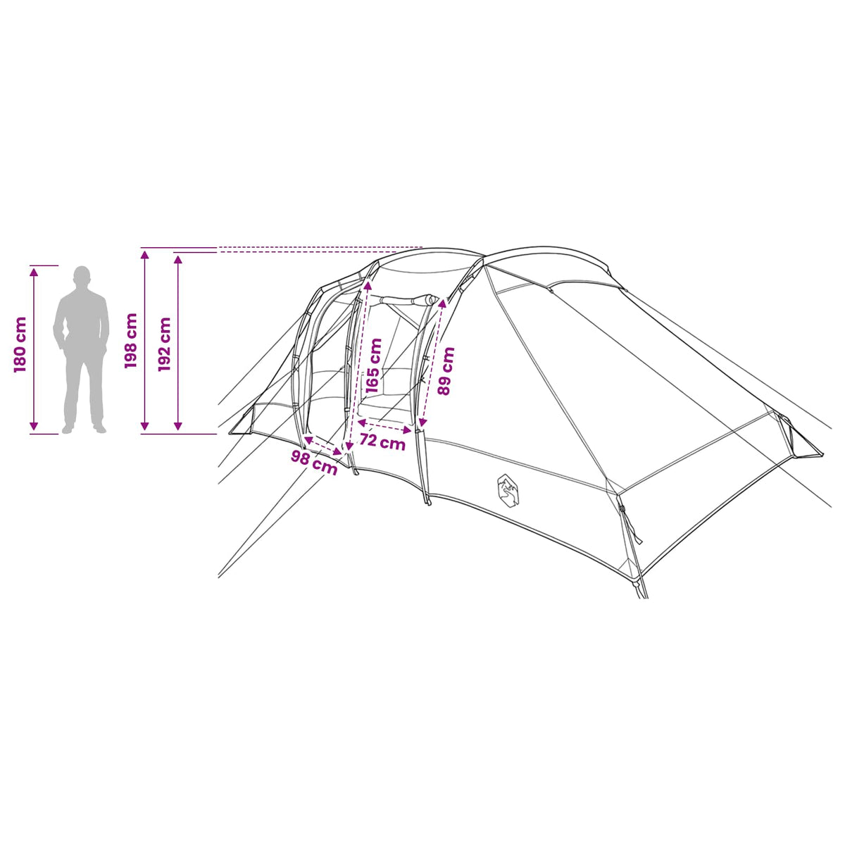 vidaXL Directe Tent Groen 524 x 232 x 192 cm