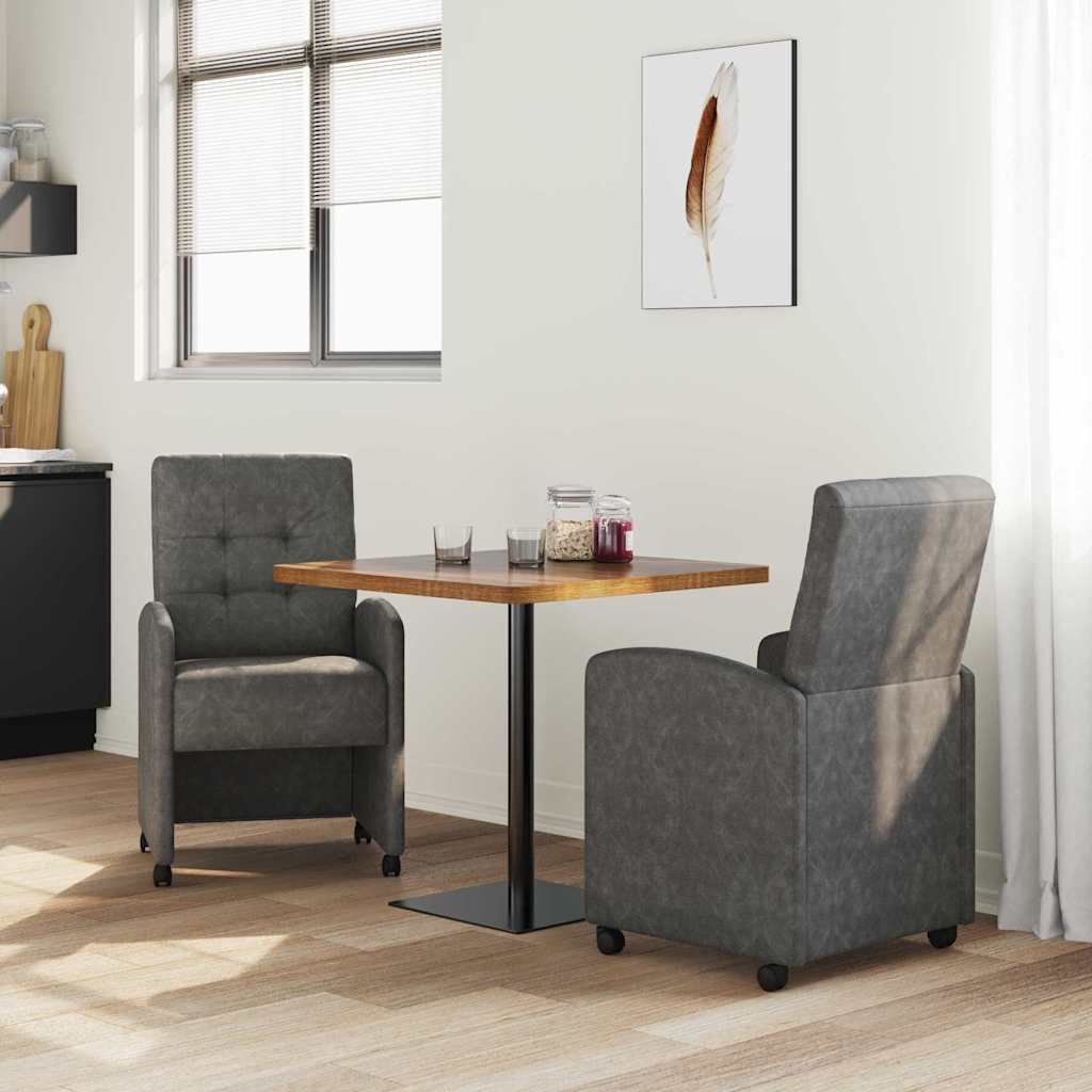 vidaXL Eetstoelen met wielen 2 pcs Zwart 57 x 67 x 98 cm Kunstleer