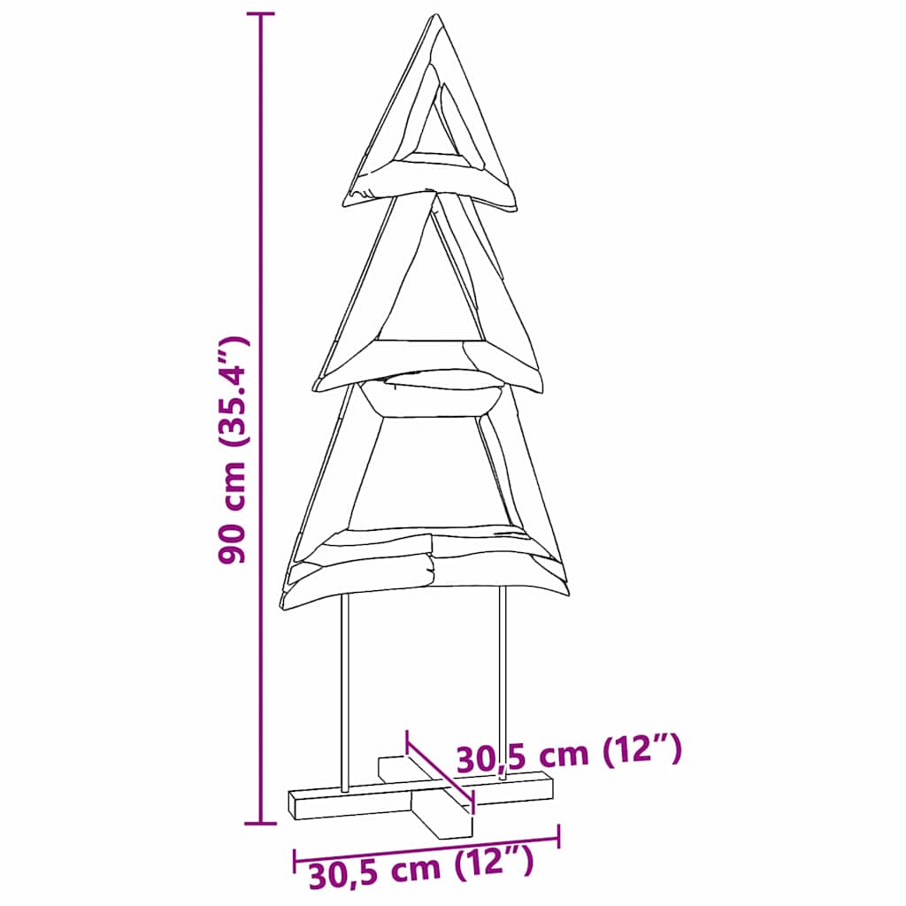 vidaXL Kerstboom met standaard Bruin 90 cm Massief teakhout