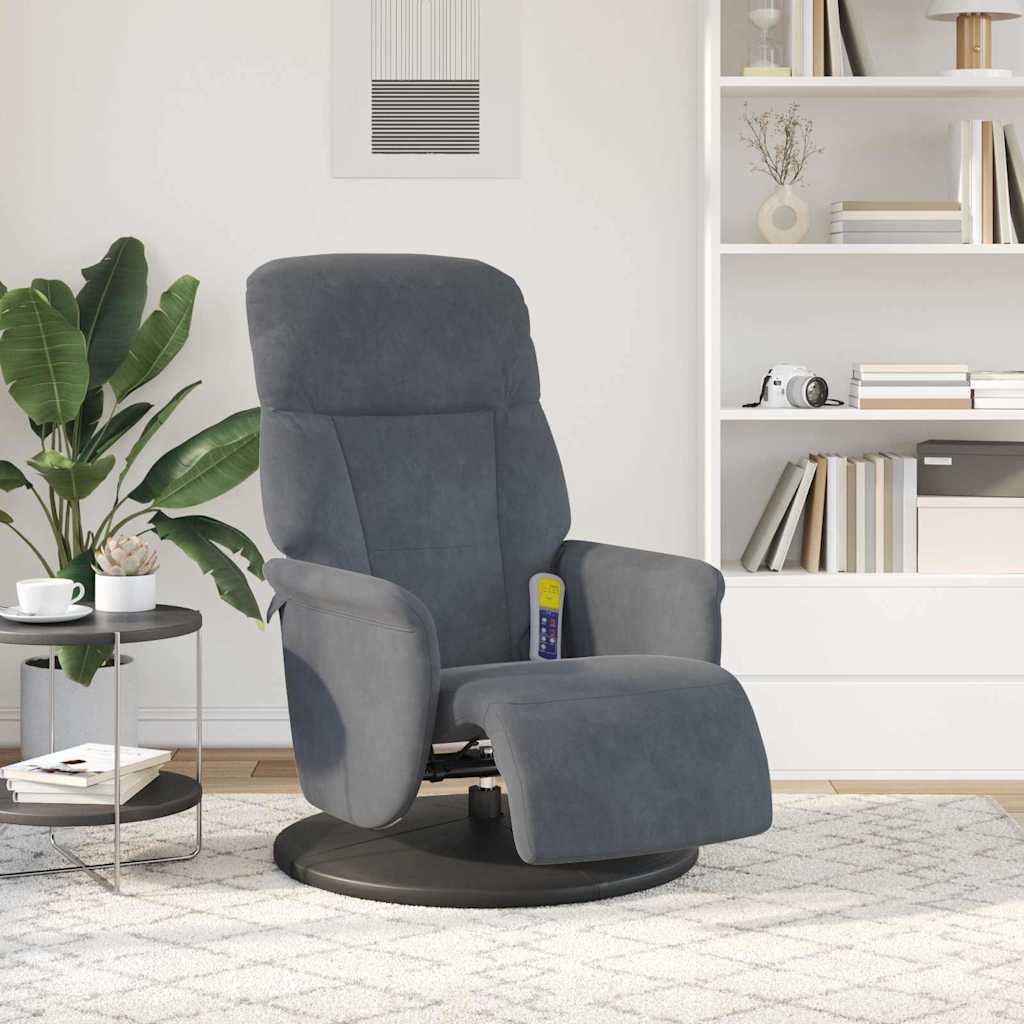 vidaXL Massage Recliner Stoel Donkergrijs 91 x 71 x 105.5 cm Fluweel