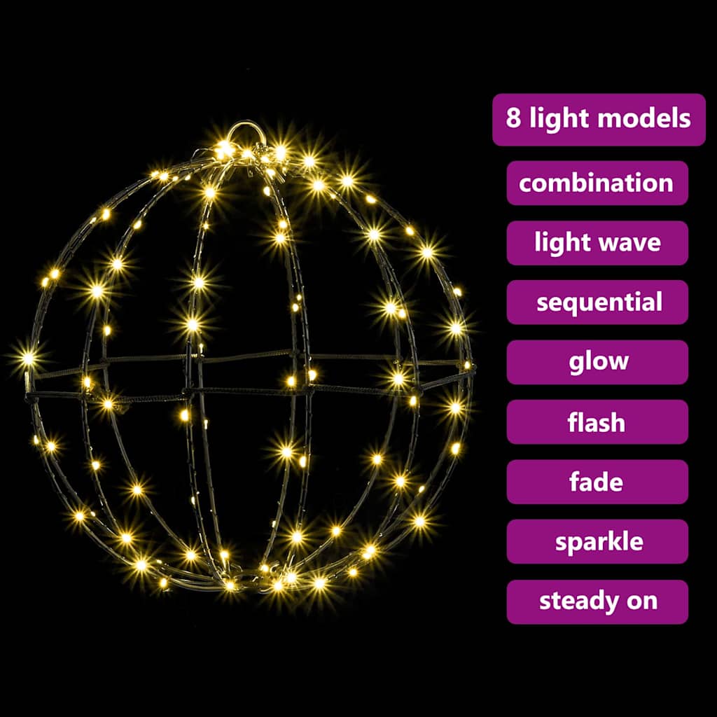 vidaXL Bal met 96 LED Warmwit 30 cm Metaal