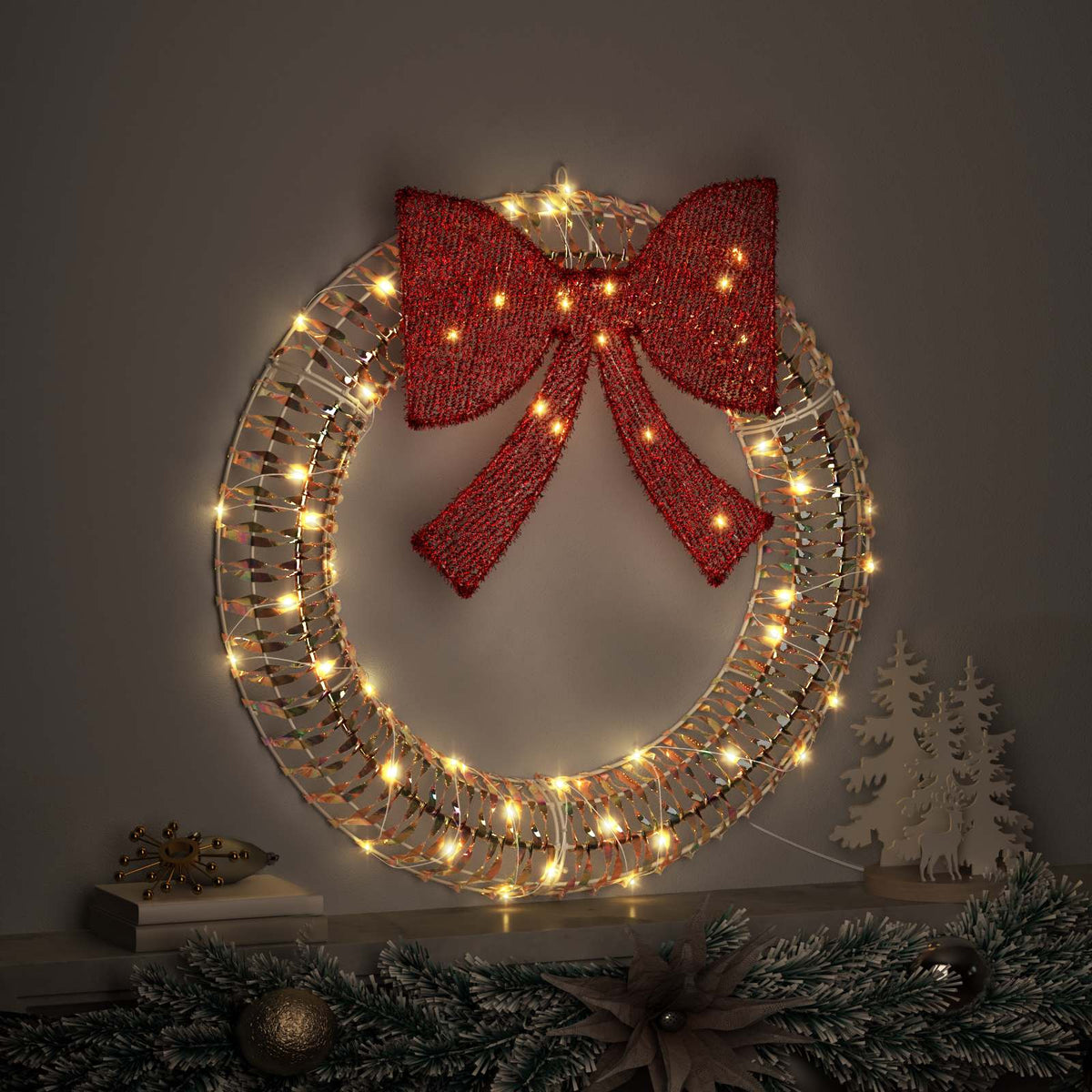 vidaXL Krans met 60 LED Warmwit 75 cm PET