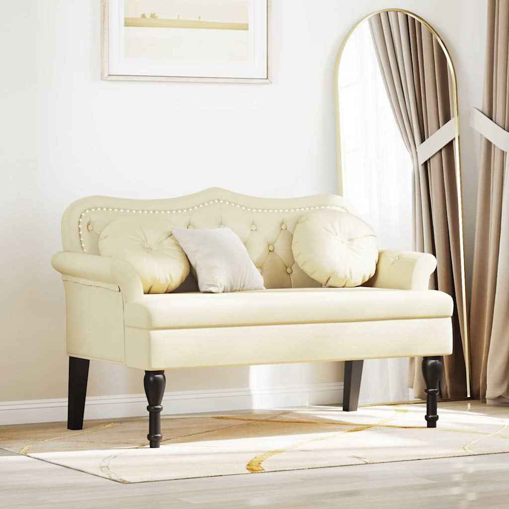 vidaXL Chesterfield Bank met kussen Crème 120,5 x 65 x 75 cm Nep Leer