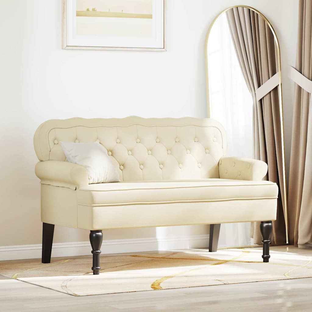 vidaXL Chesterfield Bank Crème 119.5 x 64.5 x 75 cm Nep Leer