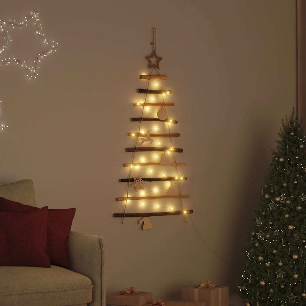 vidaXL Kerstboom met 30 LED Naturel 90 cm massief essenhout