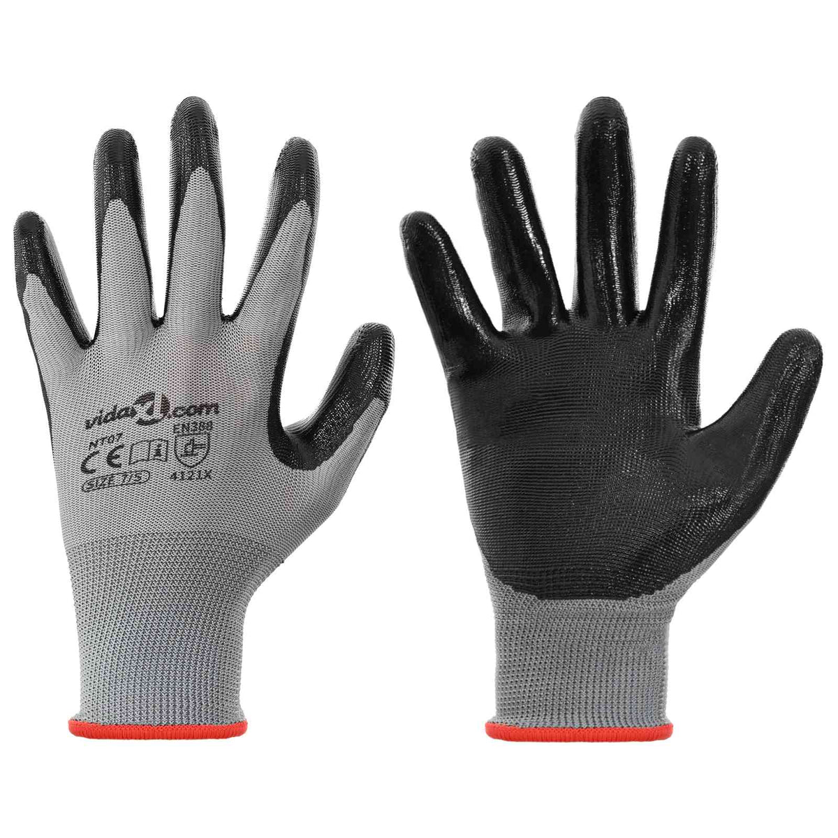 vidaXL Werkhandschoenen 12 pcs Grijs en zwart 7 / S Polyester