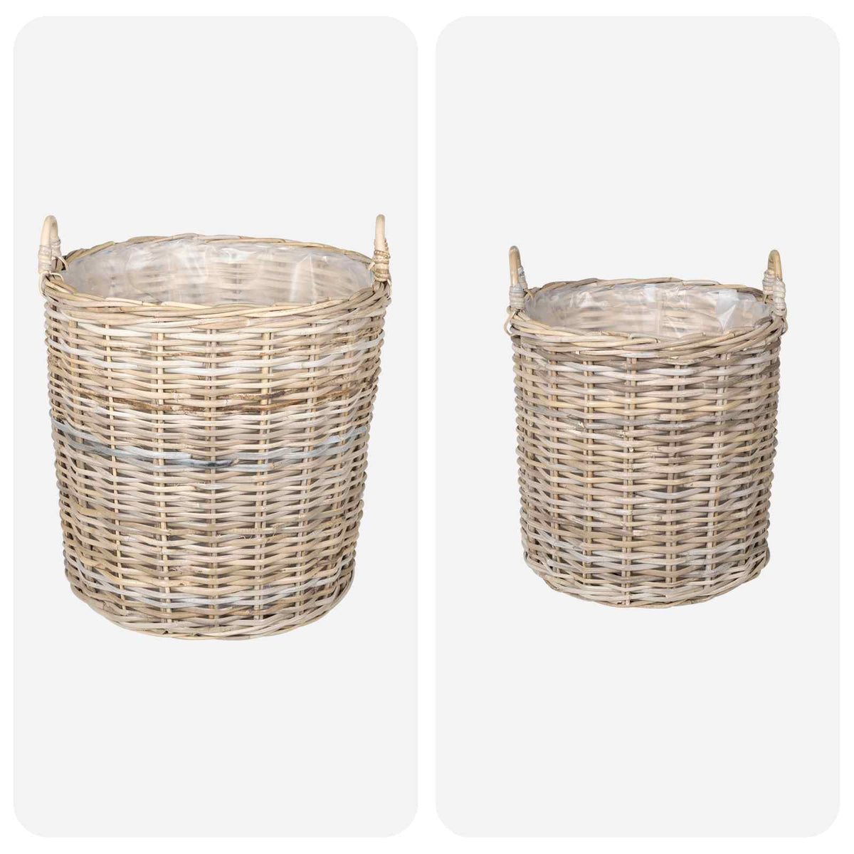 vidaXL Plantermand met opslag 2 pcs Grijs Lacak Riet