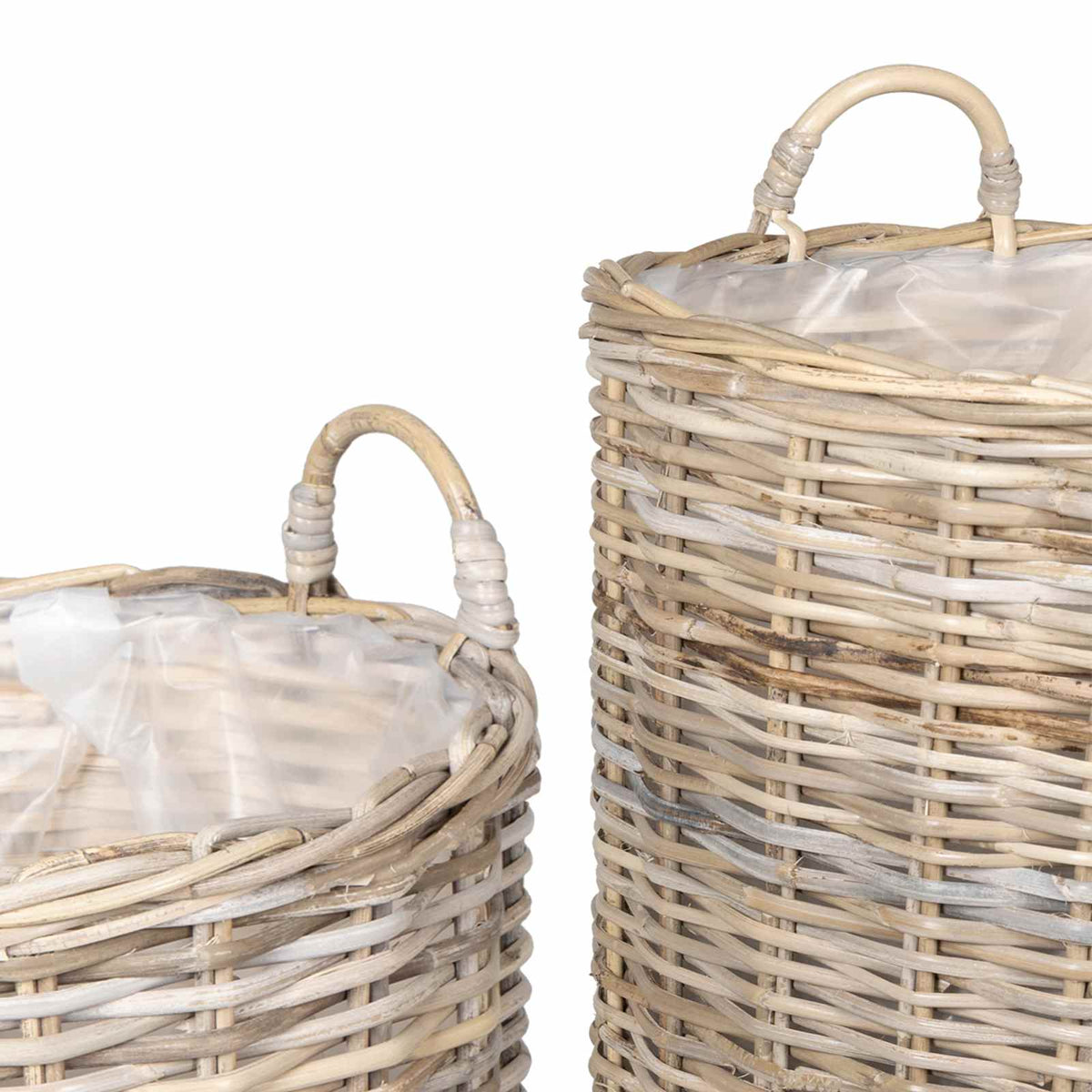 vidaXL Plantermand met opslag 2 pcs Grijs Lacak Riet