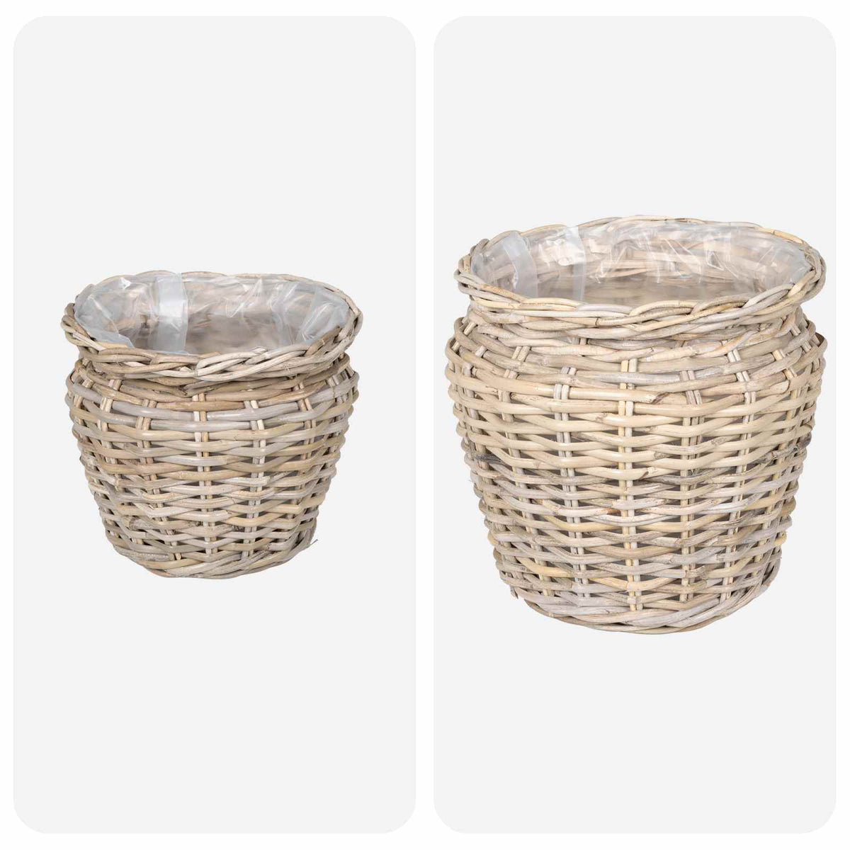 vidaXL Plantenmand met opslag 2 pcs Grijs Lacak Riet