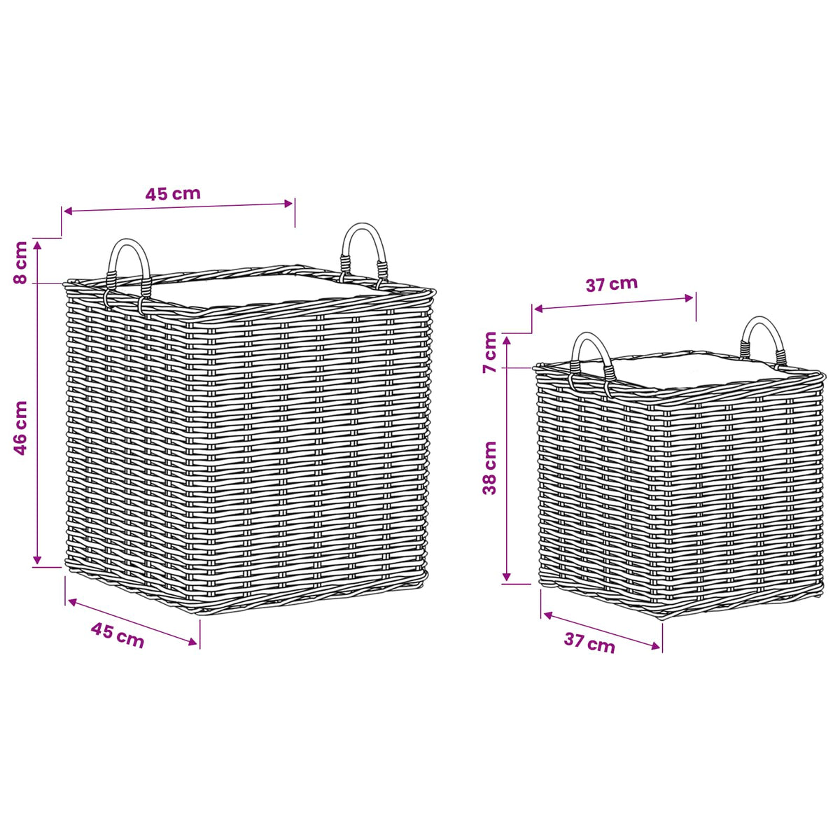 vidaXL Plantenmand met opslag 2 pcs Grijs Lacak Riet