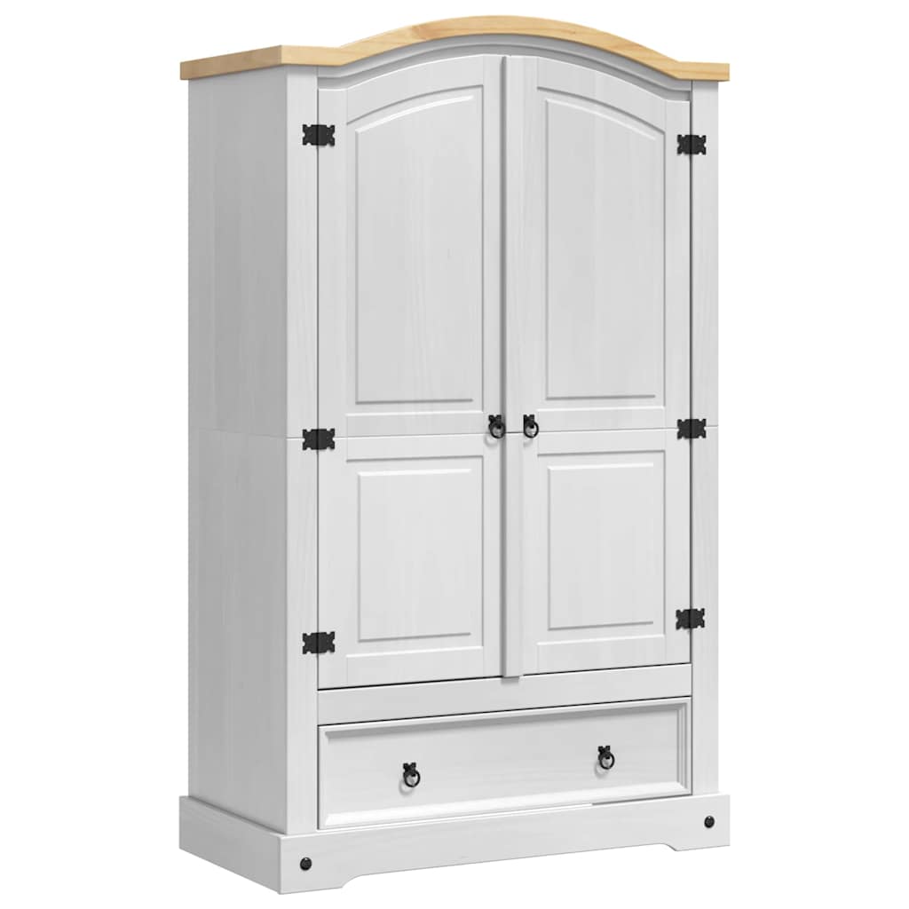 vidaXL Kledingkast met lade Wit 101 x 52 x 170 cm Massief grenenhout