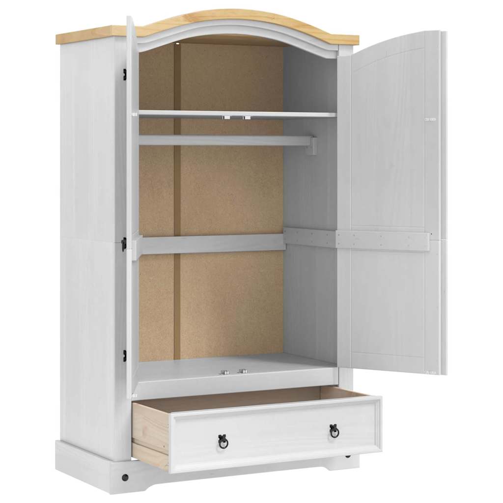 vidaXL Kledingkast met lade Wit 101 x 52 x 170 cm Massief grenenhout