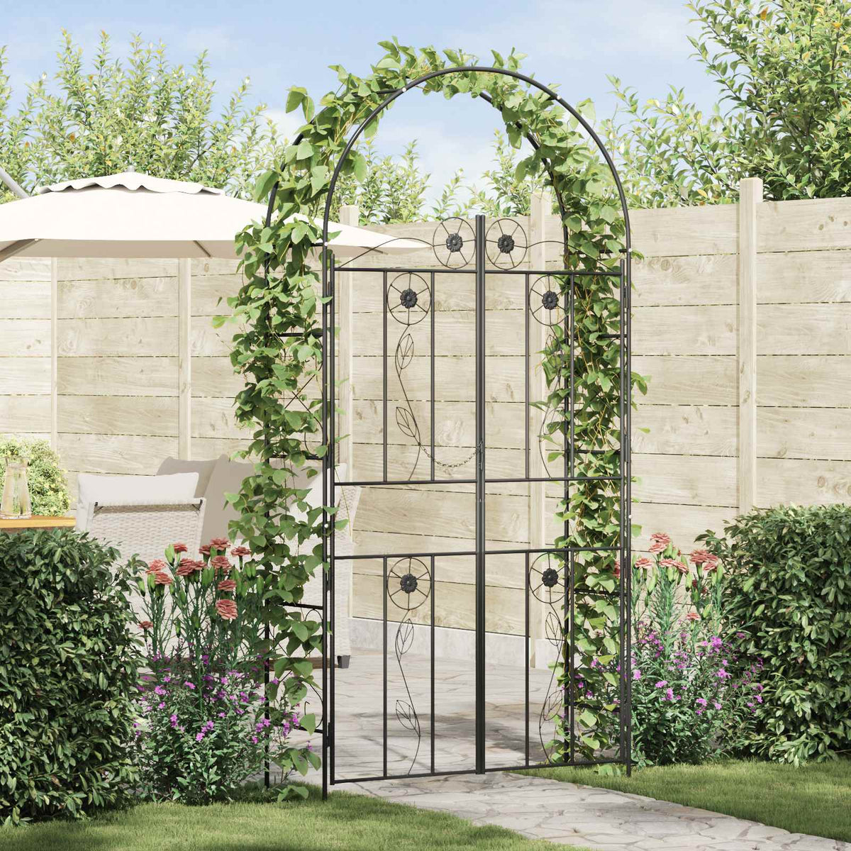 vidaXL Tuin Boog Effen Zwart