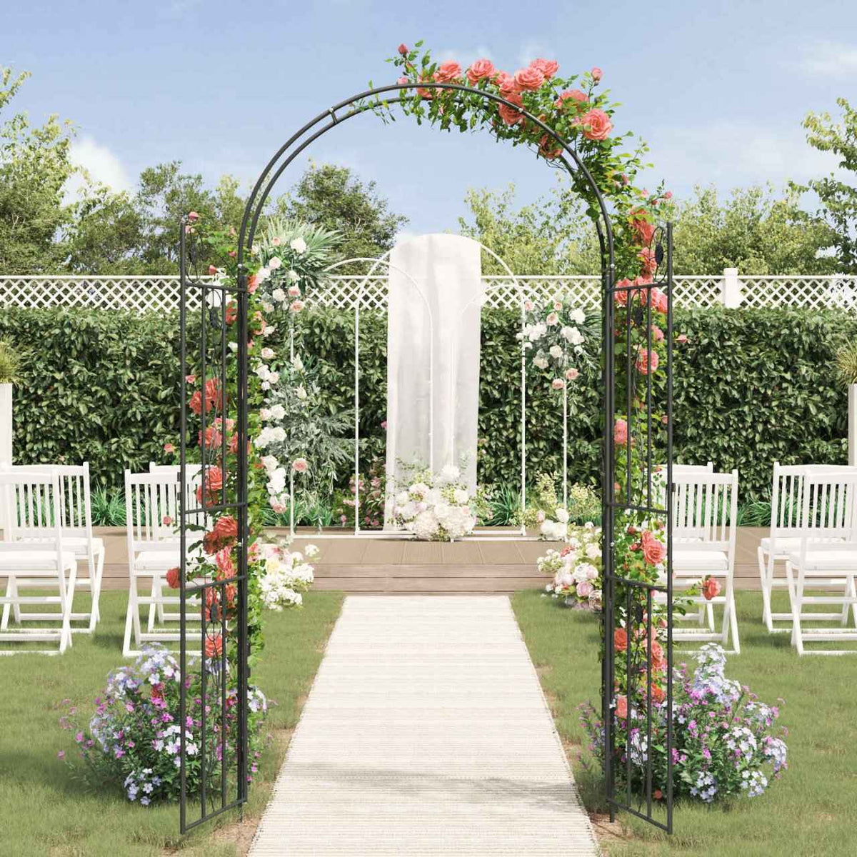 vidaXL Tuin Boog Effen Zwart
