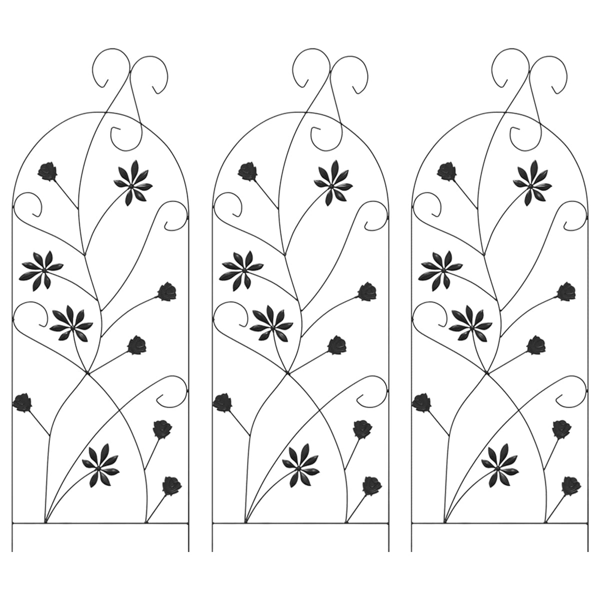 vidaXL Tuinhek 3 pcs Zwart 112 x 40 cm Staal