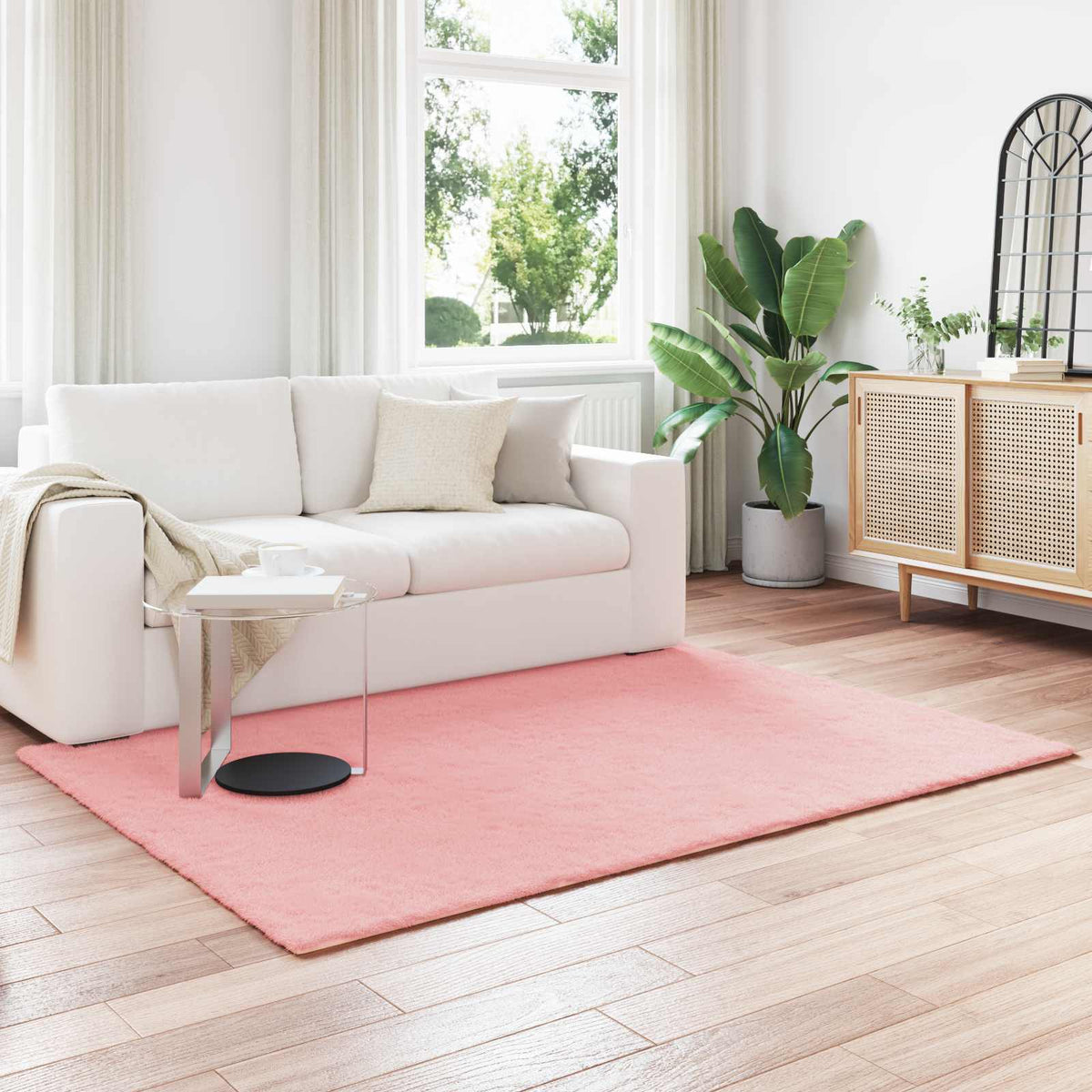vidaXL Nep Konijnenbont Tapijt Wit 80 x 150 cm Polyester