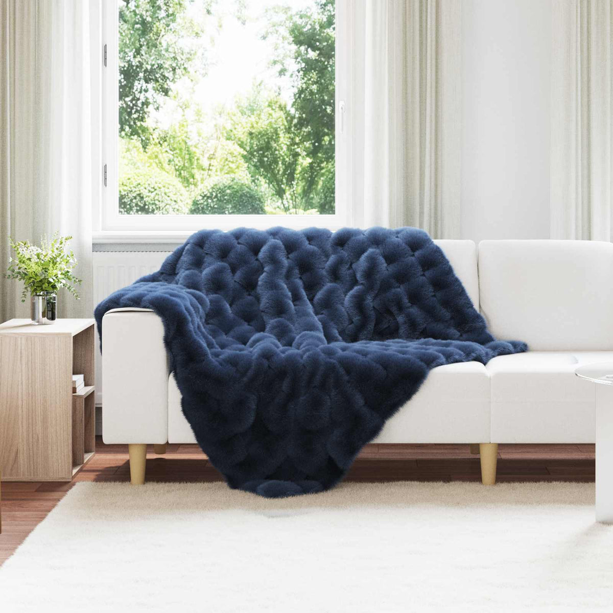 vidaXL Neppels Konijnenbont Deken 4 pcs Beige 130 x 150 cm Polyester