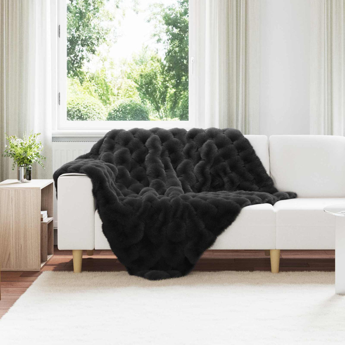vidaXL Neppels Konijnenbont Deken 4 pcs Beige 130 x 150 cm Polyester