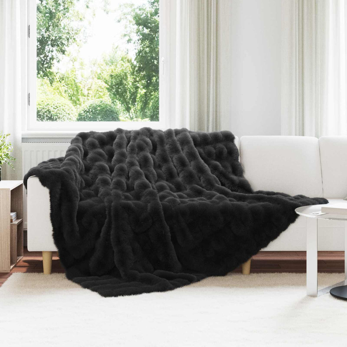 vidaXL Neppels Konijnenbont Deken 4 pcs Beige 130 x 150 cm Polyester