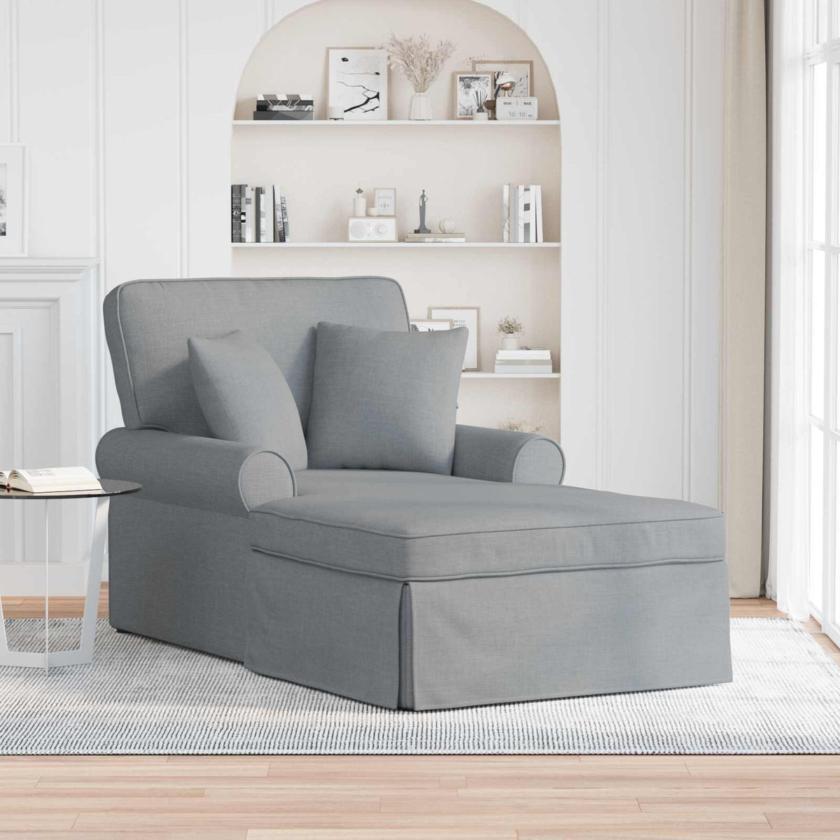 vidaXL Chaise Lounge met Rok Lichtgrijs 91 x 157 x 91 cm Stof