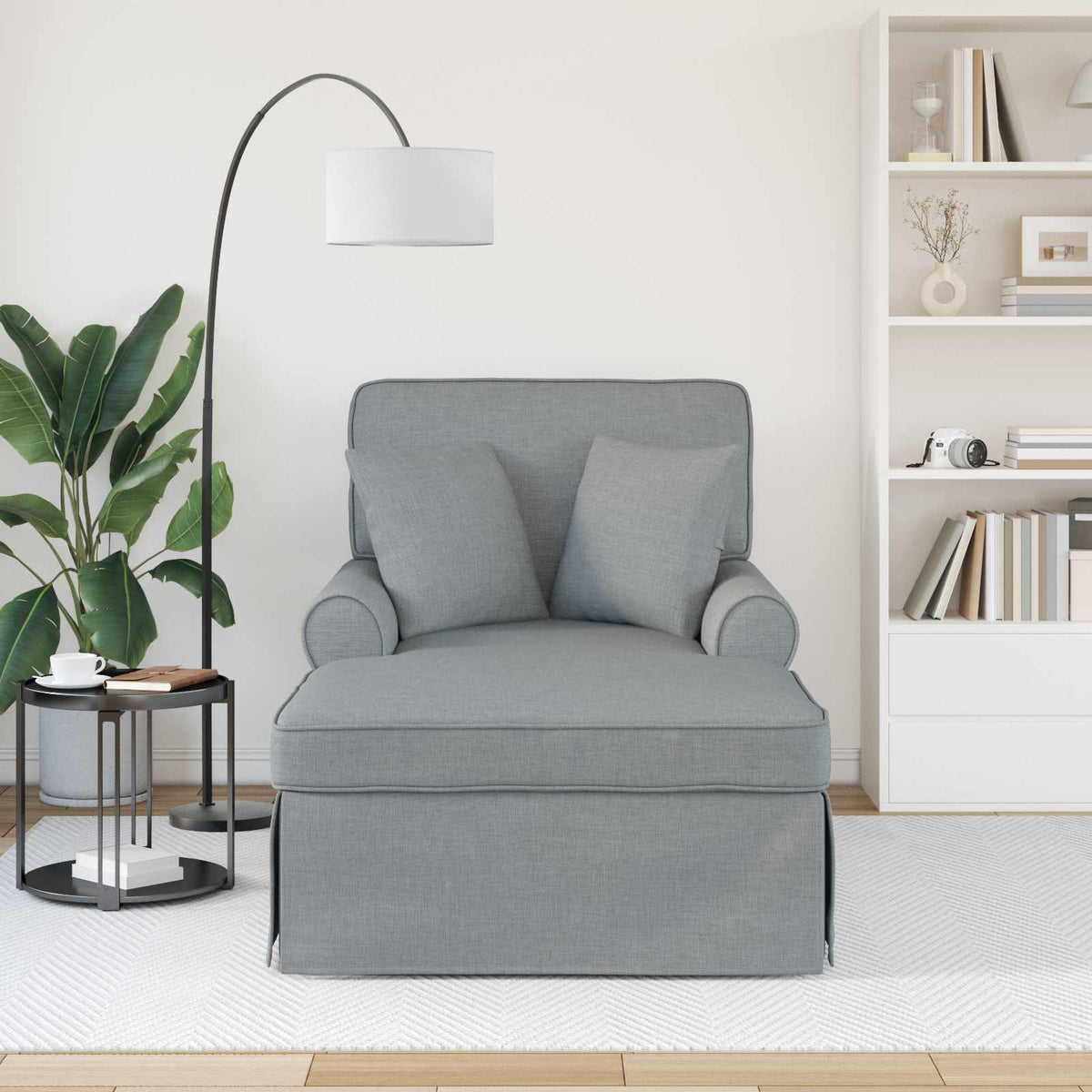 vidaXL Chaise Lounge met Rok Lichtgrijs 91 x 157 x 91 cm Stof
