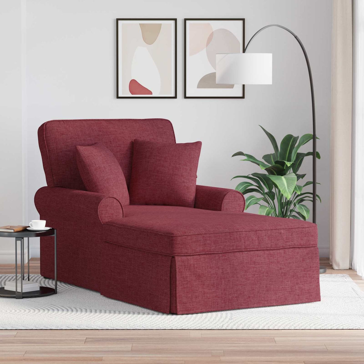 vidaXL Chaise Lounge met Rok Lichtgrijs 91 x 157 x 91 cm Stof