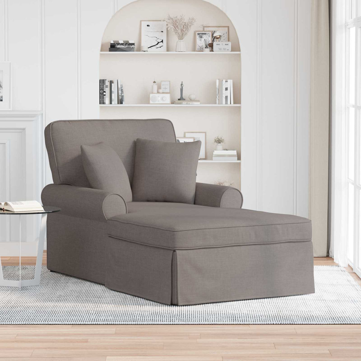 vidaXL Chaise Lounge met Rok Lichtgrijs 91 x 157 x 91 cm Stof