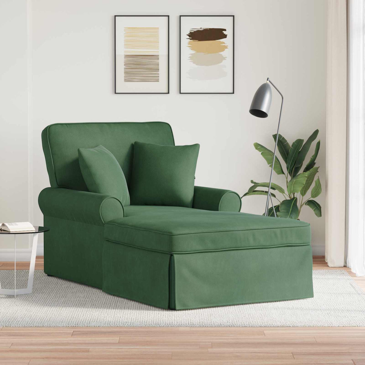 vidaXL Chaise Lounge met Rok met kussen Lichtgrijs 91 x 157 x 91 cm