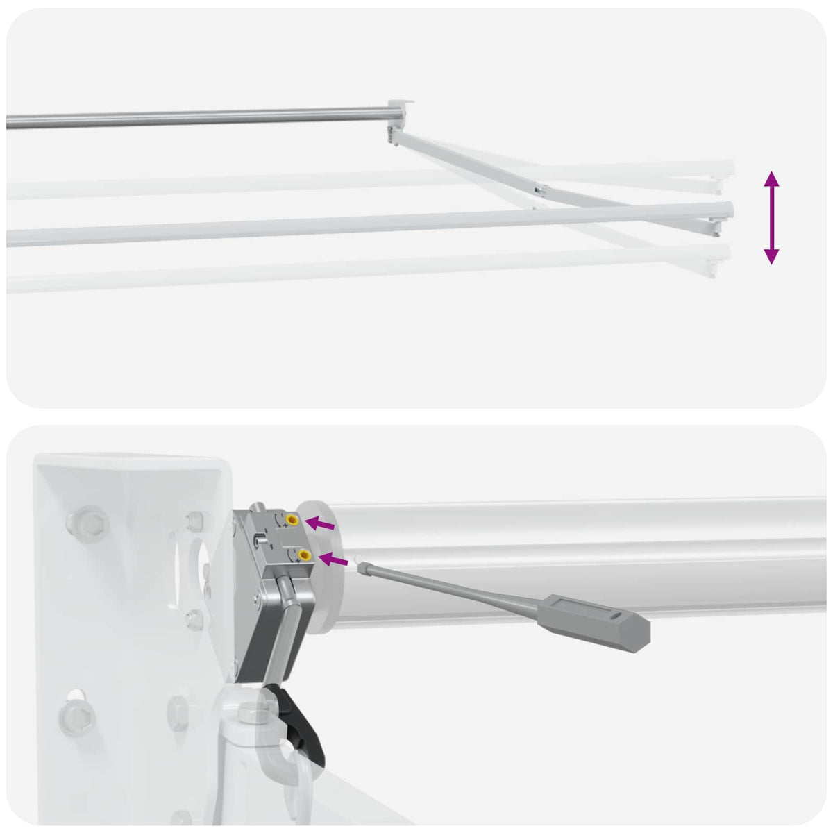 vidaXL Elektrisch uitschuifbaar zonnescherm frame Wit 2,5 x 2 m Staal