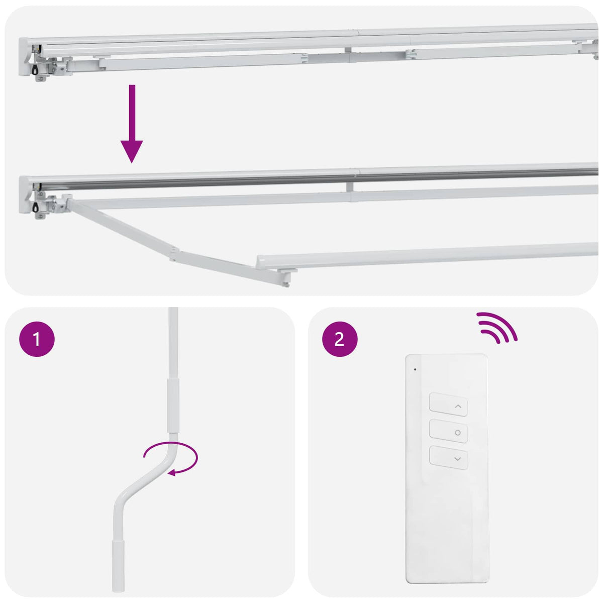 vidaXL Elektrisch uitschuifbaar zonnescherm frame Wit 2,5 x 2 m Staal