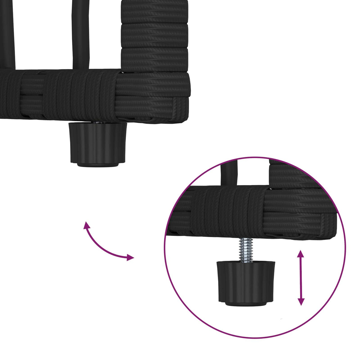 vidaXL Buitenmeubelset 4 pcs Zwart en Donkergrijs Staal en Poly Rattan