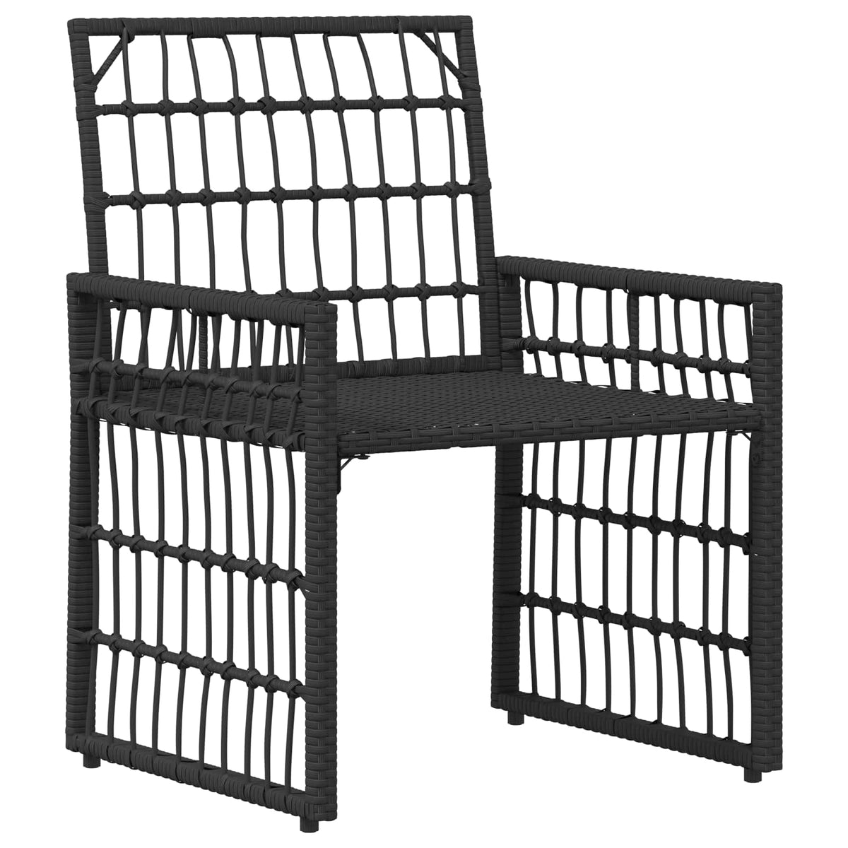 vidaXL Buitenmeubelset 4 pcs Zwart en Donkergrijs Staal en Poly Rattan
