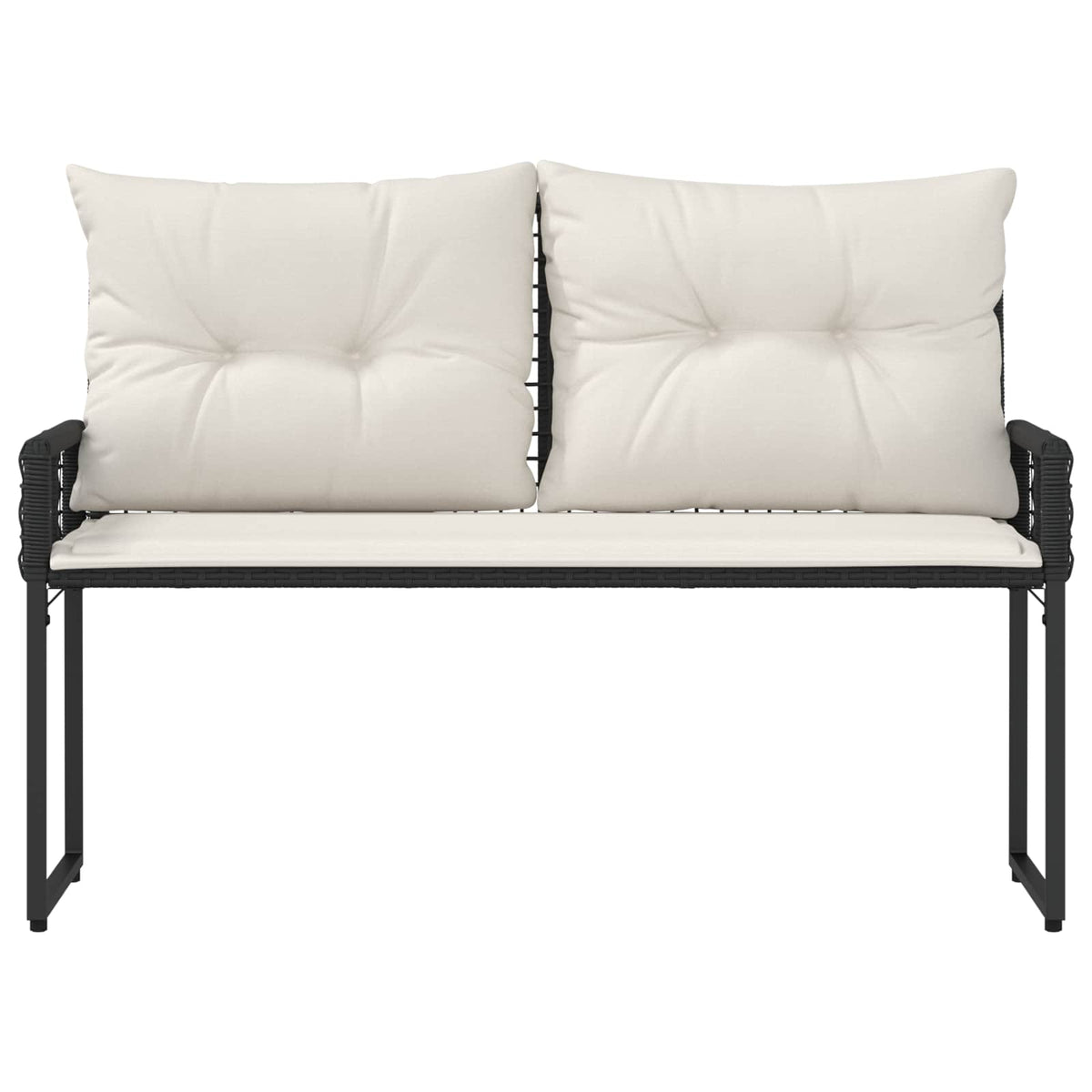 vidaXL Tuinbank Zwart en Cream Wit 118 x 55 x 82 cm PE rattan en stof