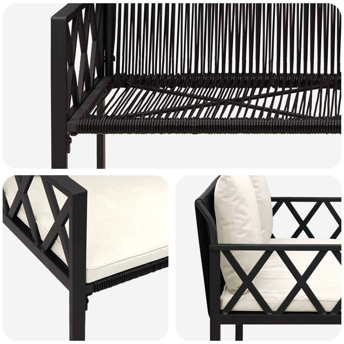 vidaXL Buitenbanken 2 -Seater 116 x 56 x 75 cm poly rattan