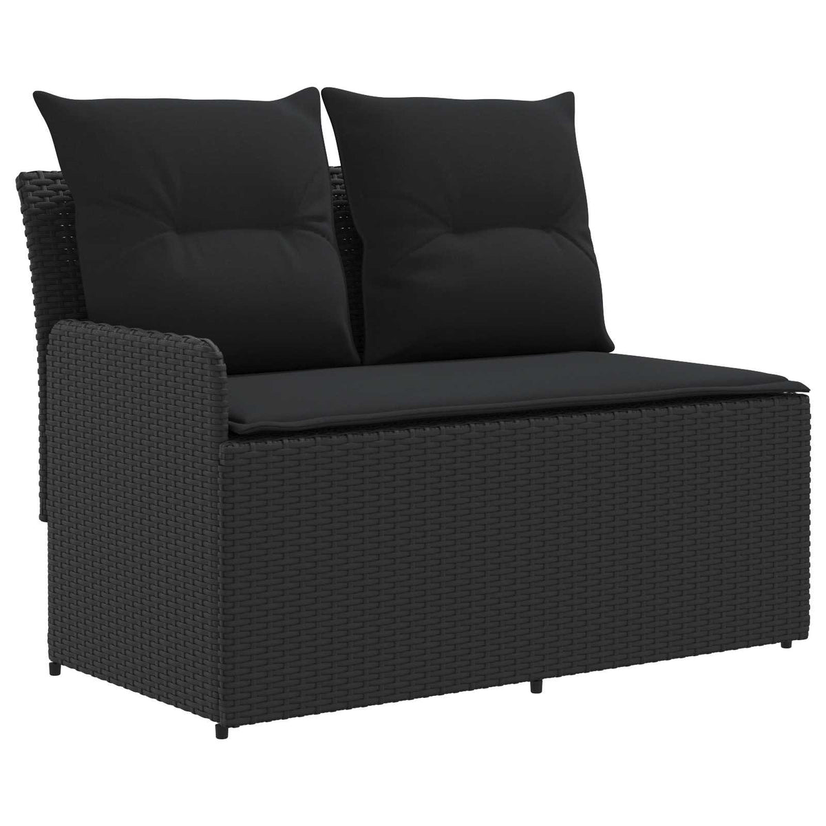 vidaXL Tuin Armsteun Sofa met Opklaptafel 2 Stuk Zwart PE Rattan