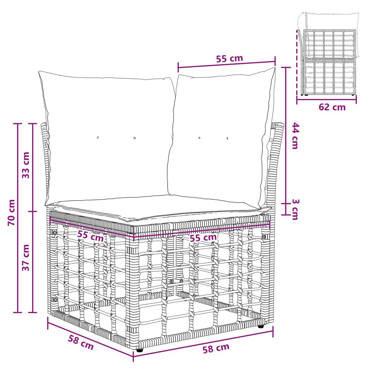 vidaXL Modulaire Outdoor Hoek Sofa Eenheid Zwart poly rattan