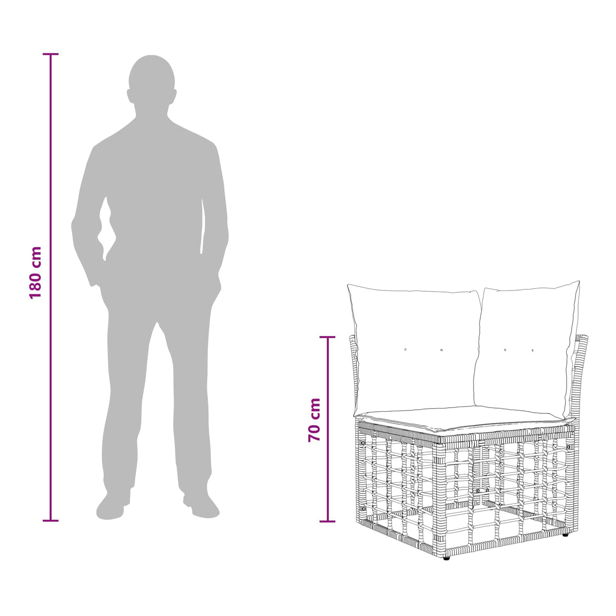 vidaXL Modulaire Outdoor Hoek Sofa Eenheid Zwart poly rattan