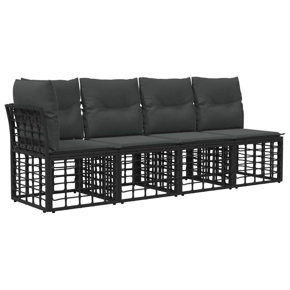 vidaXL Modulaire Outdoor Hoek Sofa Eenheid Zwart poly rattan