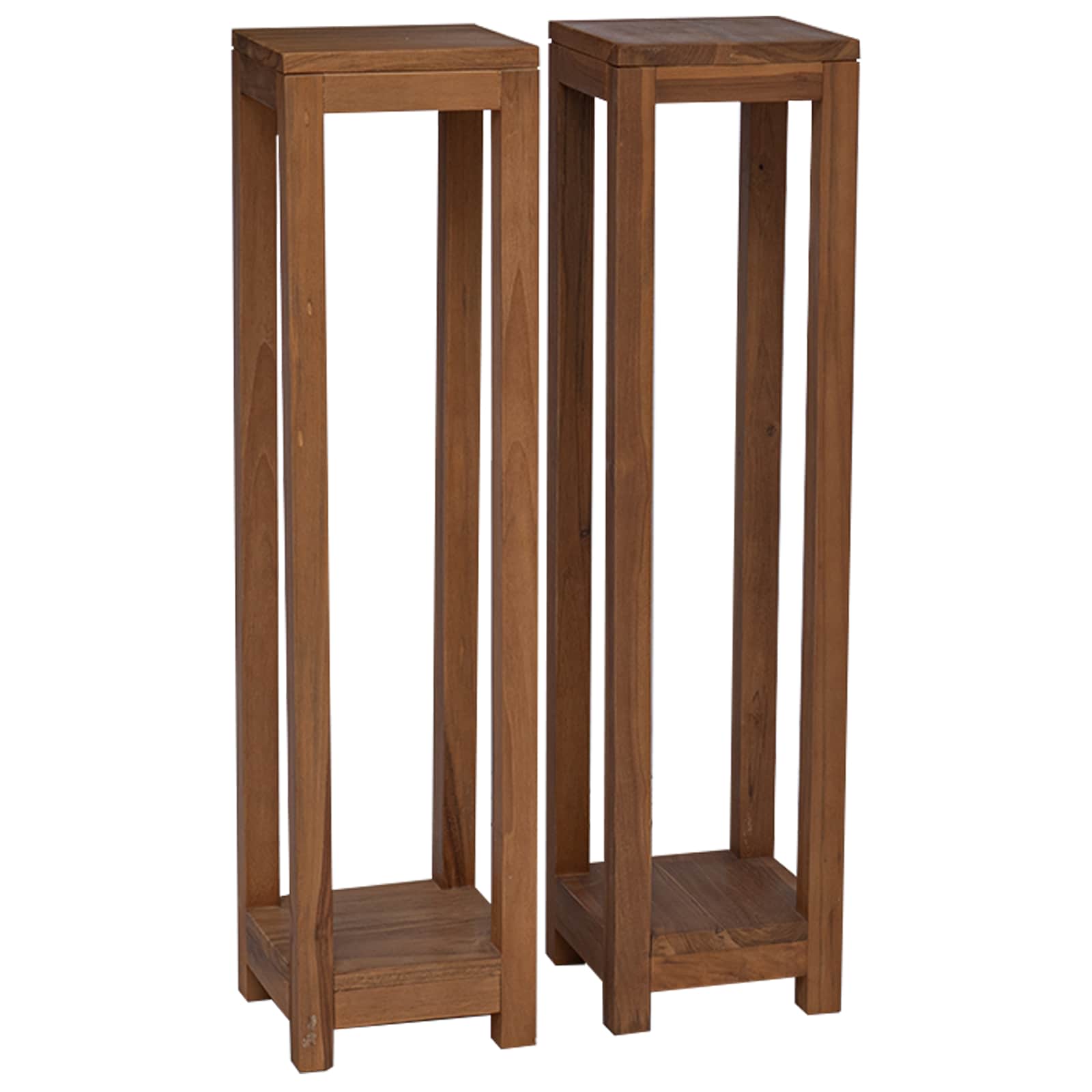 vidaXL Plantenstandaard 3 st Naturel 25 x 25 x 80 cm Massief Teakhout