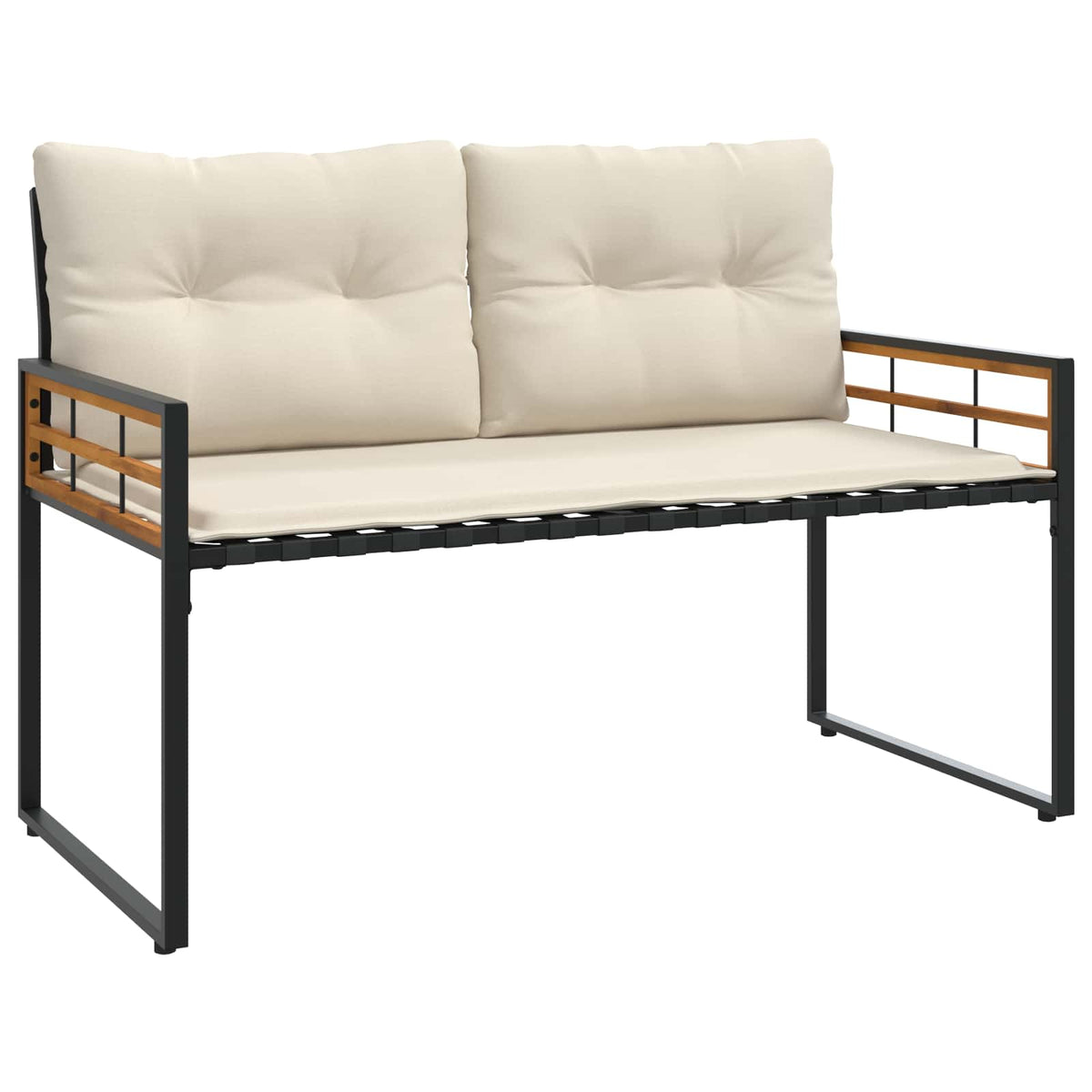 vidaXL Houten Laag Bank met kussen Effen Crème 114 x 55 x 77 cm