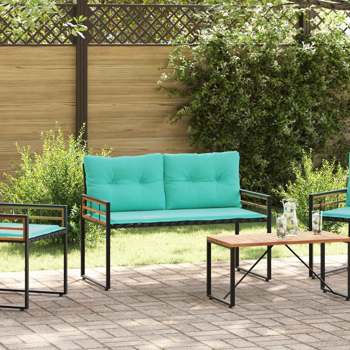 vidaXL Houten Laag Bank met kussen Effen Crème 114 x 55 x 77 cm