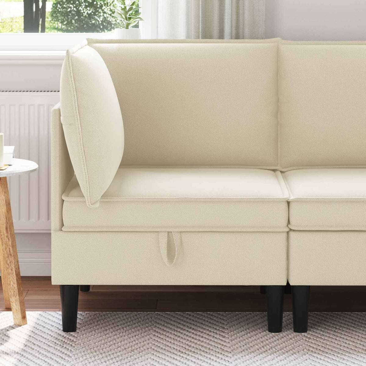 vidaXL Hoeksofa met Opbergruimte Crèmekleurig Fluweel
