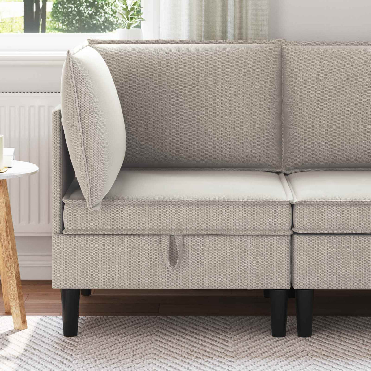 vidaXL Hoeksofa met Opbergruimte Crèmekleurig Fluweel
