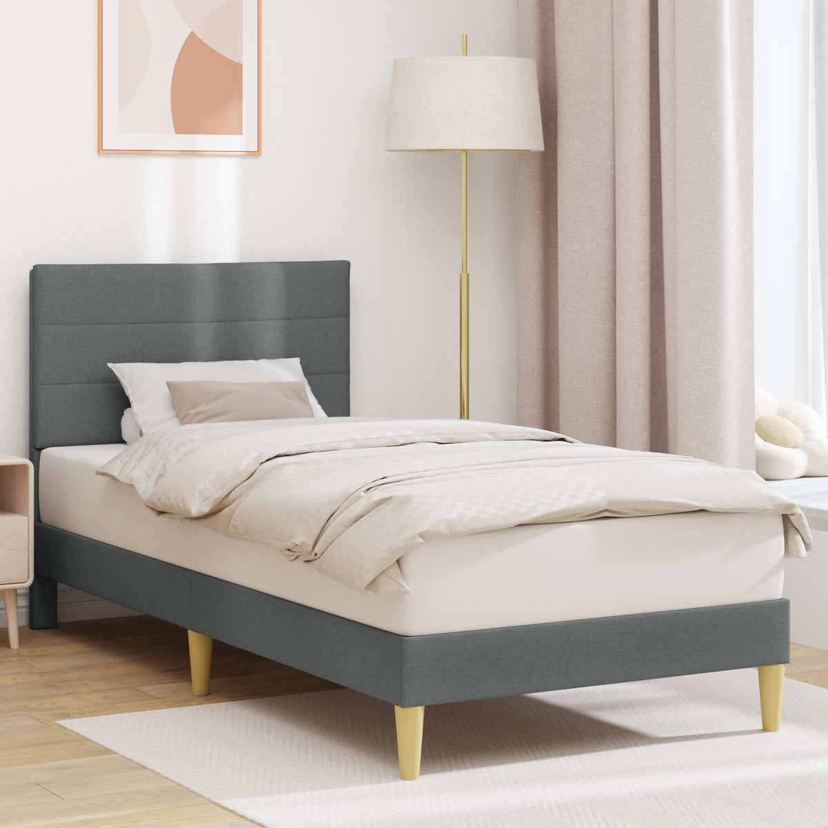 vidaXL Bedframe met hoofdeinde Lichtgrijs 80 x 200 cm Stof