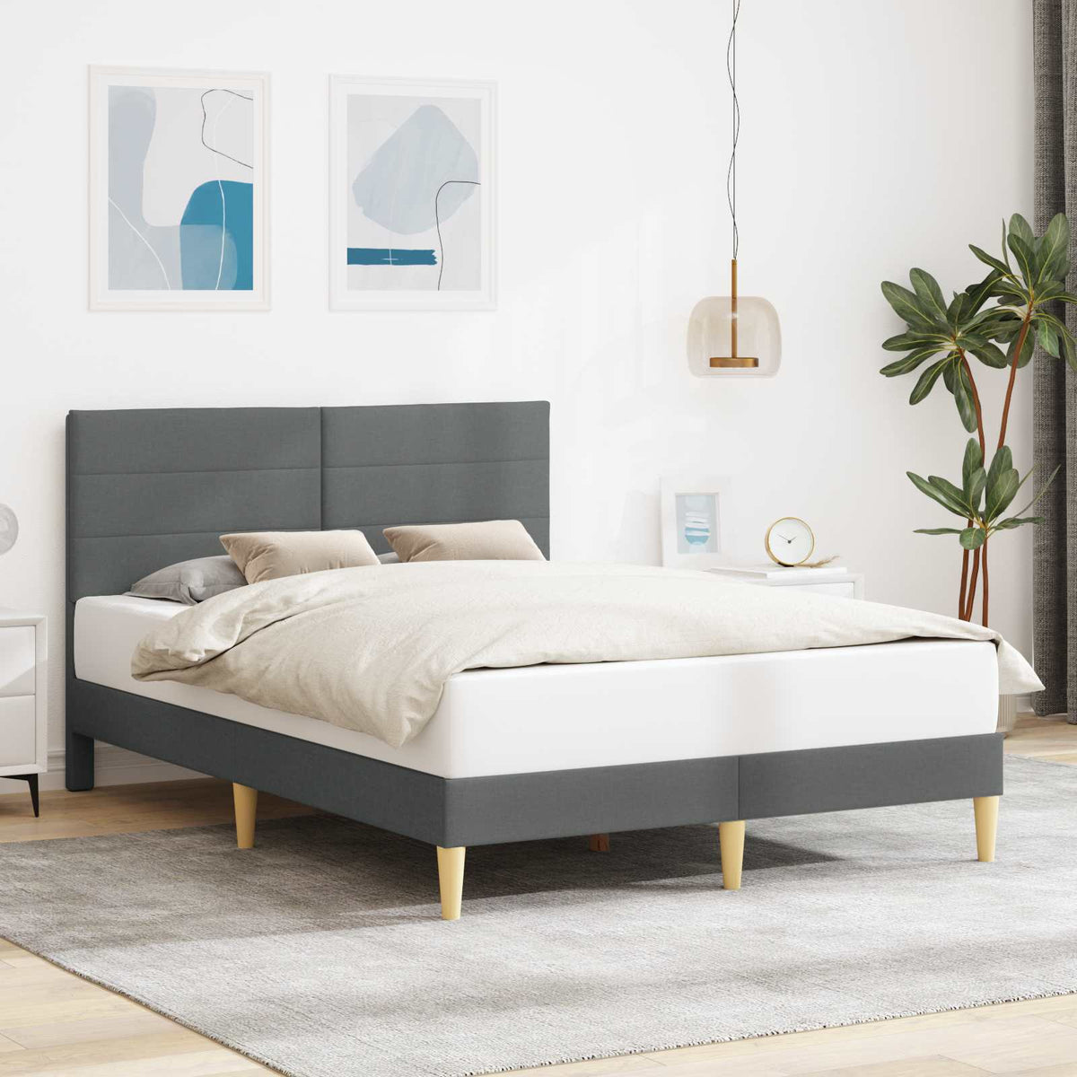 vidaXL Bedframe met hoofdeinde Lichtgrijs 80 x 200 cm Stof