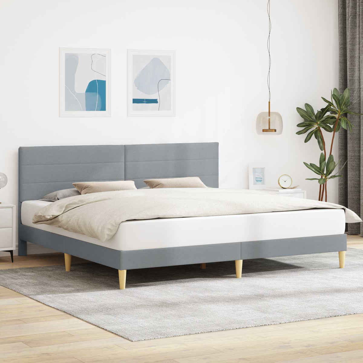 vidaXL Bedframe met hoofdeinde Lichtgrijs 80 x 200 cm Stof
