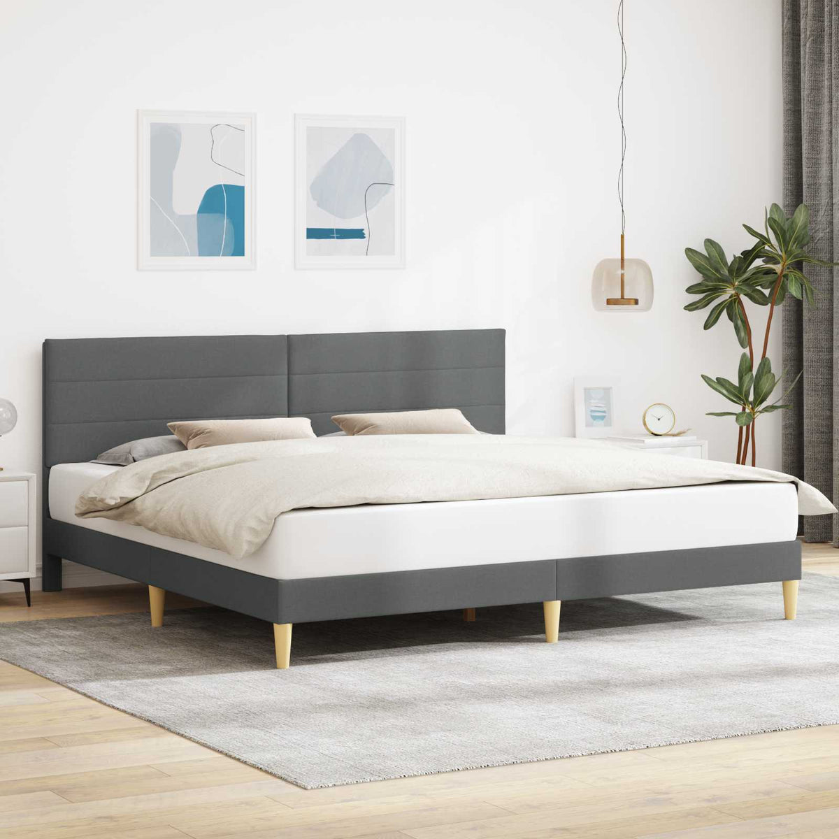 vidaXL Bedframe met hoofdeinde Lichtgrijs 80 x 200 cm Stof