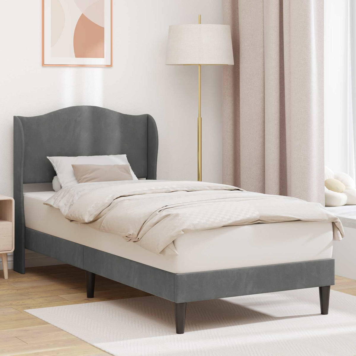 vidaXL Bedframe met hoofdeinde Lichtgrijs 80 x 200 cm Fluweel