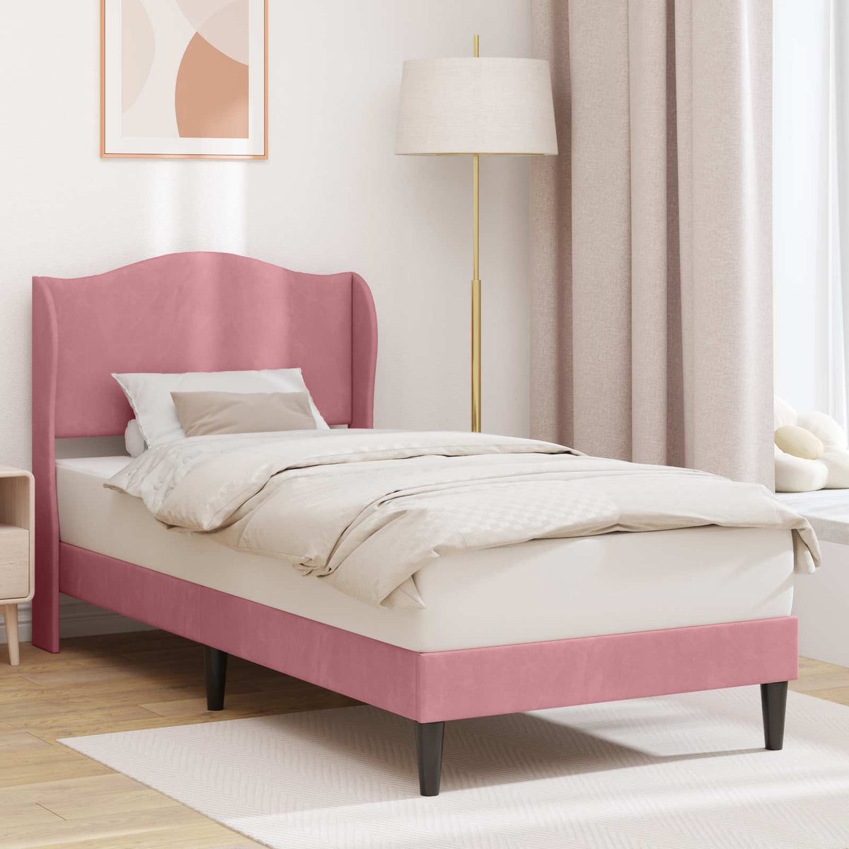 vidaXL Bedframe met hoofdeinde Lichtgrijs 80 x 200 cm Fluweel